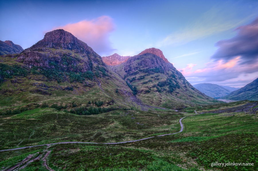 two of the Three Sisters in Glencoe at sunrise